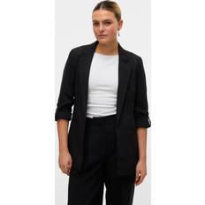 Black Blazers Vero Moda Slim Fit 3/4 Sleeve Blazer - Black