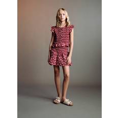 S Skirts Children's Clothing Mango Ruffled Gathered Mini Skirt - Strawberry