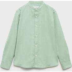 Green Shirts Mango Mao Collar Shirt - Green