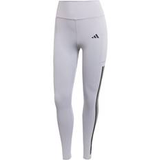 Adidas Grey Tights adidas Optime 3-Stripes Full-Length Leggings - Halo Silver
