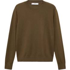 Silk - Women Jumpers Mango Silk-Blend Knitted Sweater - Khaki