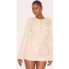 Gold Blazers PrettyLittleThing Clay Gold Trim Cinched Waist Blazer - Clay