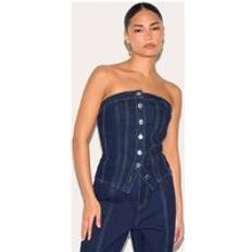 PrettyLittleThing Contrast Seam Bandeau Corset - Dark Indigo