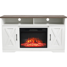Living and Home 2 Door 2 Shelf White Fireplace TV Unit 76 x 38 x 138 cm TV Bench 138x76cm