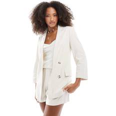 Beige - Women Blazers Stradivarius Open Linen Blend Blazer - Beige