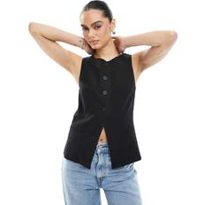 Stradivarius Round Neck Waistcoat - Black