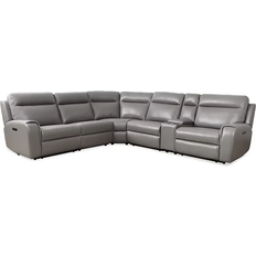 Macy's Sheeler 5-Pc. Faux Sectional with 3 Power Motion Flax Sofa 6pcs 4 Seater