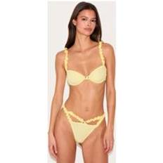 S Underklädesset PrettyLittleThing Lemon Ribbed Frill Underwired Lingerie Set
