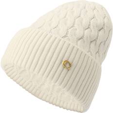 Coach Cable Knit Beanie - White