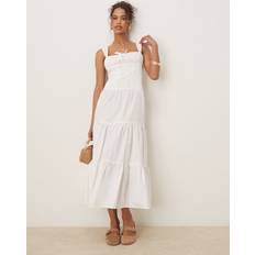 Corset Style Poplin Maxi Dress - White