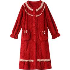Dam - Sammet Underkläder Dampyjamas Vinter Coral Fleece Tjock Plus Velvet - Morgonrock