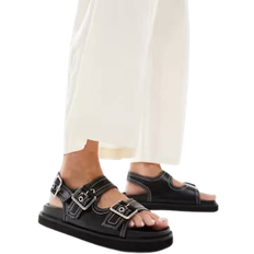 New Look Slingback Chunky Sandal With Contrast Stitch - Black