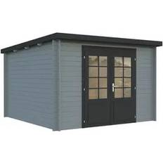 Palmako Friggebodar Palmako Gartenhaus Ella 8,7 m2 28 mm hellgrau/anthrazit lackiert (Gebäudefläche )