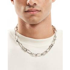ASOS DESIGN Chunky Molten Chain Necklace - Silver Tone