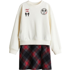 Rutiga Övriga sets H&M Flicka Sweatshirt Och Kjol Set - Vit