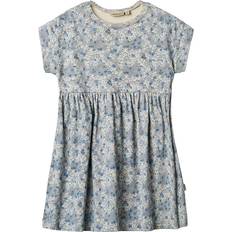 104 Klänningar Wheat Kortærmet Jerseykjole Emilie - Blue Summer Flowers