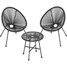 Café-Sets Songmics Balkonmöbel 1 Tisch 2 Stühle Schwarz Café-Set, 1 Tisch einschl. 2 Stühle