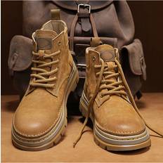 Yellow Boots PlayMc Men's Trendy Big Yellow High-Top Work Boots - Brown