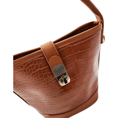 ASOS Top Handle Lock Crossbody Bag - Brown/Black