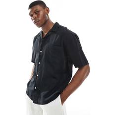 Black - Linen Shirts Only & Sons Linen Mix Relaxed Resort Shirt Black