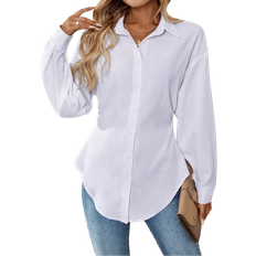 Shein Hvid Overdele Shein Elegant Women's Long Sleeve Vacation Shirt