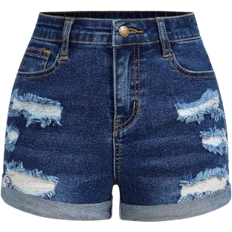 Shein Tween Girls' Summer Boho Causal Ripped Roll Up Hem Denim Jeans Shorts,Summer Girls Clothes