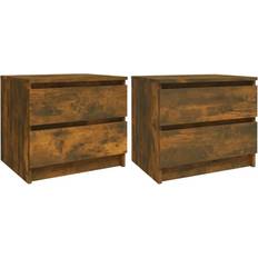 vidaXL Comodini Rovere Fumo 2 pz 50x39x43,5 cm Legno Multistrato Comodino 39x50cm 2pcs