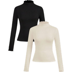 Shein Schwarze Aprikose Lange Ärmel T-Shirt - Herbst/Winter