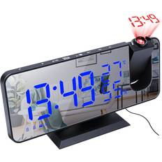 Alarm Clocks Greenzech Black Shell Blue Light LED Mirror Alarm Clock