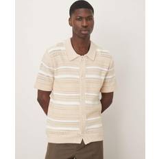 Men - Mesh Shirts Selected Homme Knitted Shirt - Beige Stripe