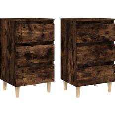vidaXL smoked oak, 2 Bedside Table 35x40cm 2pcs