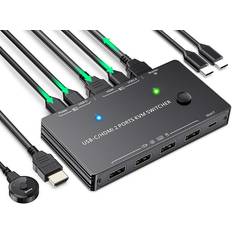 KVM Switches Tlily KVM 4K Switch 2 in 1 Out Supports PD Charging
