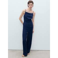 Mango Long Denimeffect Jumpsuit Med Denimlook Og Lige Ben - Blå