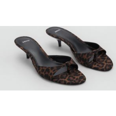 Shoes Mango Leopard Print Kitten Heel Sandals - Brown