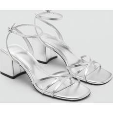 Mango Heeled Sandal With Crossed Straps - Silver