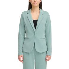 Green - Women Blazers Ichi Kate Herringbone Jacquard Fitted Blazer - Bleu