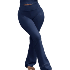 Shein Plus Women Solid Color FoldOver Waist Flared Fashion Leggings