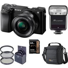 Digital Cameras Sony Alpha A6100 Mirrorless Camera with 16-50mm Lens W/FP TTL R2 Flash Bundle