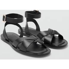 Mango Sandales Cuir Bride Et Boucle - Noir