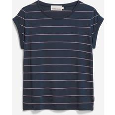 Armedangels Jilaana Fine Stripes T-shirt - Mørkeblå/Lyserød
