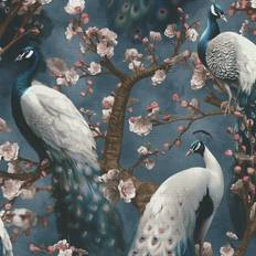 Pavo Pavo Wallpaper Blue and Pink