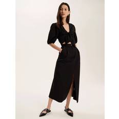 Green Skirts OMNES Olive Midi Skirt - Black