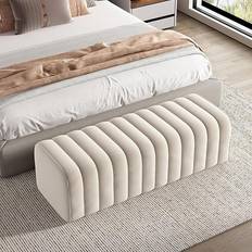 GIZNXBA Modern Sammet Tyg Stoppad Entré Bänk Säte 80 cm Sittbänk 203.2x101.6cm
