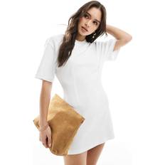 T-Shirt Dress With Cinched Waist - White