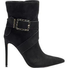 River Island Womens Black Woven Buckle Heeled Boot