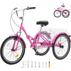 Tricycle Bikes VEVOR Folding Adult Tricycle 26-Inch Carbon Steel