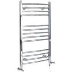 Heated Towel Rails Milano Modern Dual Fuel Electric Curved Bar Heated Towel Rail Radiator 1000mm x 498mm Chrome