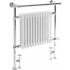 Heated Towel Rails Milano Elizabeth Traditional 930mm x 790mm Floorstanding Chrome and White Dual Fuel Electric Heated Towel Rail Radiator