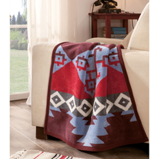 Ibena Southwestern Jacquard Baby Blanket Chama Multi Burgundy