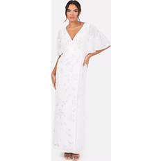 Maya Deluxe Maya Deluxe Beaded Wrap Cape Sleeve Wedding Dress - White